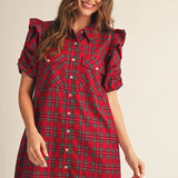 *RESSA RED PLAID DRESS 15936