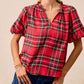 RED PLAID TOP 3435