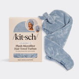 Microfiber Hair Towel with Bow - Blue