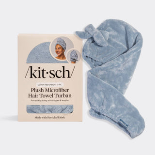 Microfiber Hair Towel with Bow - Blue