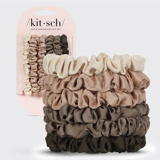 Satin Scrunchies 6pc - Eucalyptus