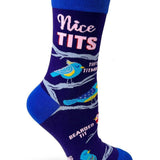 Nice Tits" Ladies' Novelty Crew Socks Featuring Cute Birds