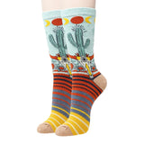 Colorful socks with cactus design on a white background