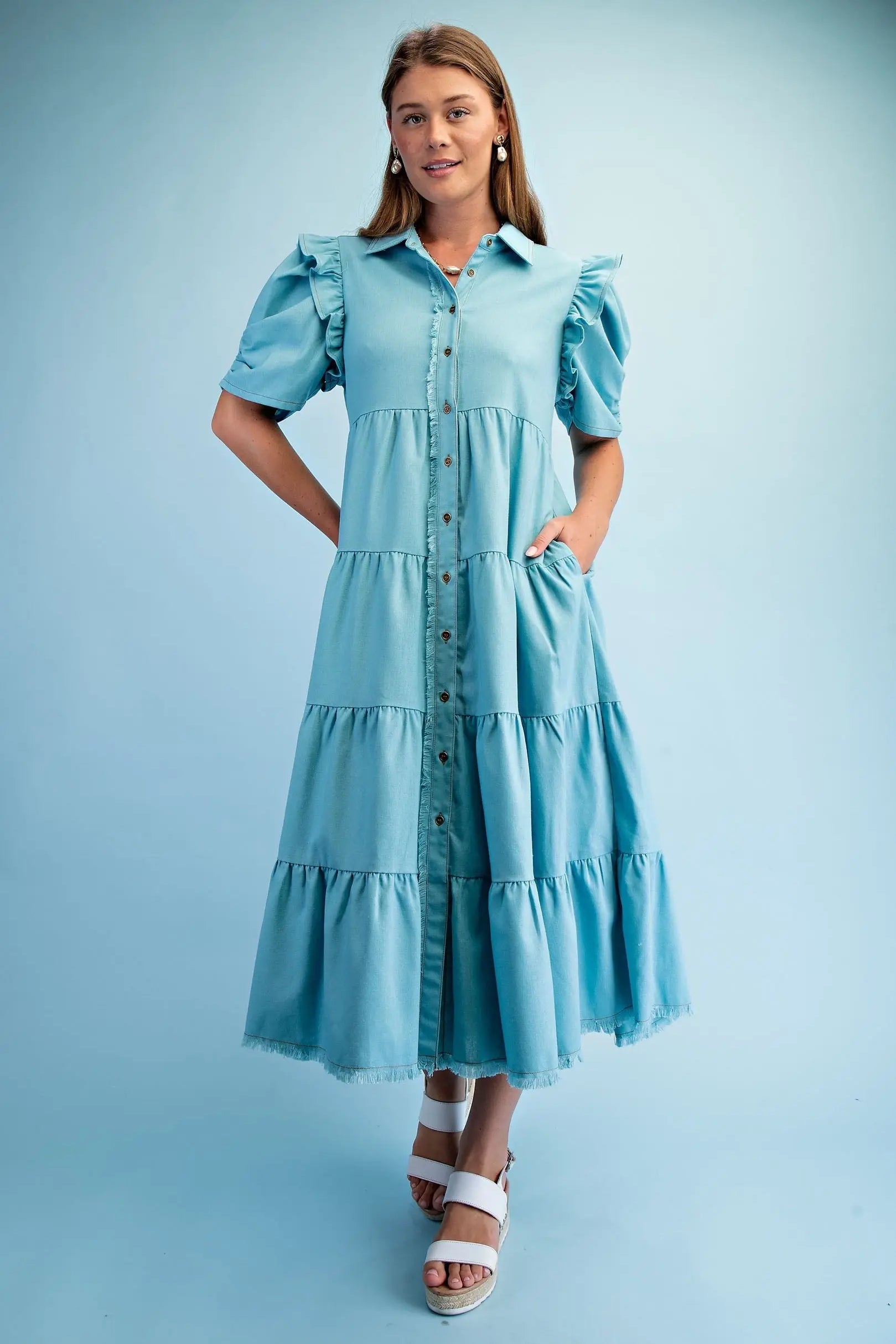 lagoon dress with ruffle sleeve