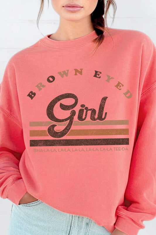 BROWN EYED GIRL SWEATSHIRTS: CORAL