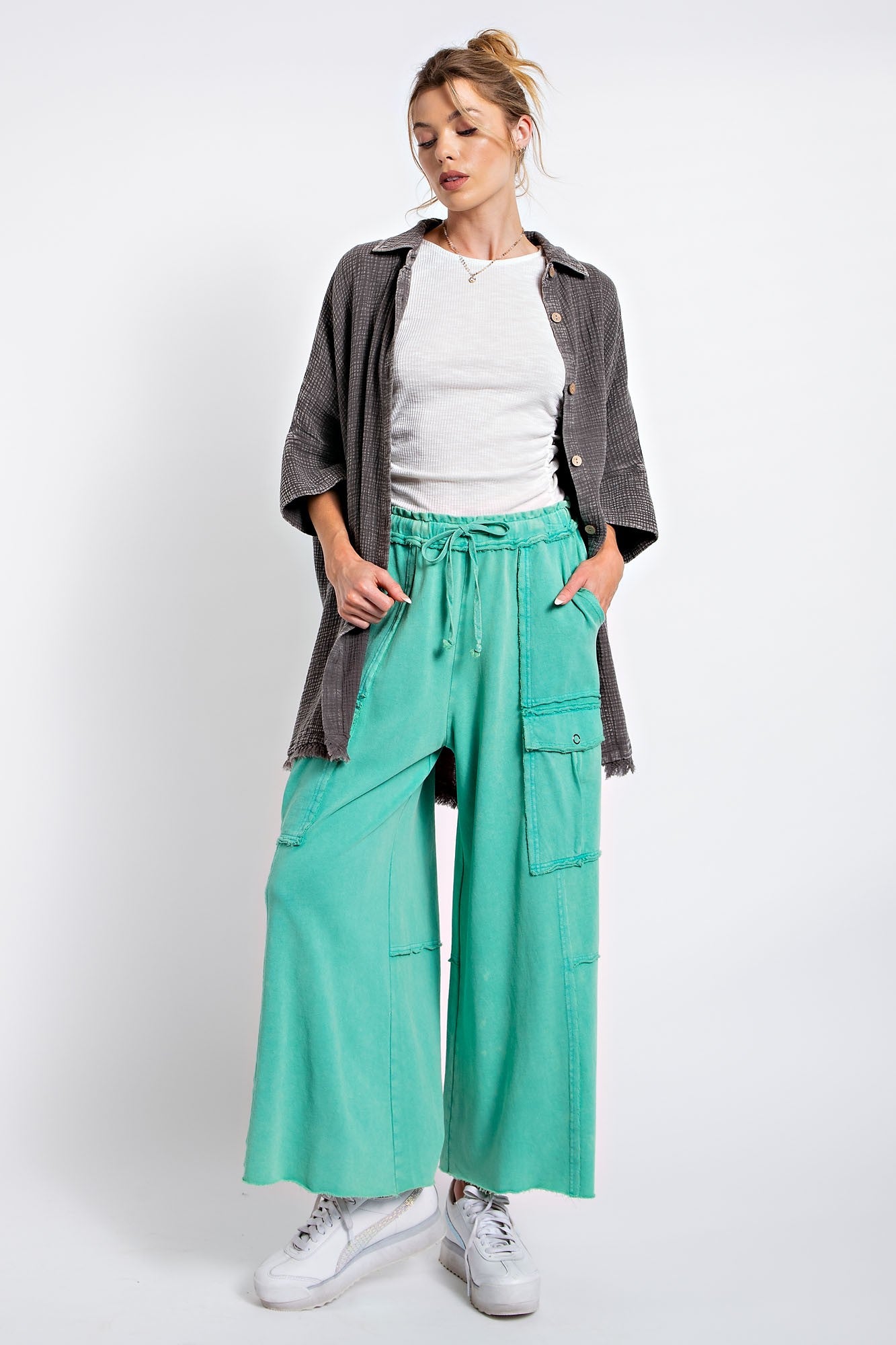 EASEL TERRY KNIT PANT, 40795, GREEN