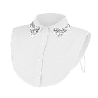 Diamond Studded Detachable Shirt Collar: LEOPARD / One_size