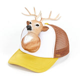 Trucker hat with deer design on a white background