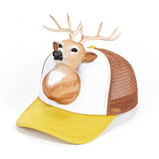 Trucker hat with deer design on a white background