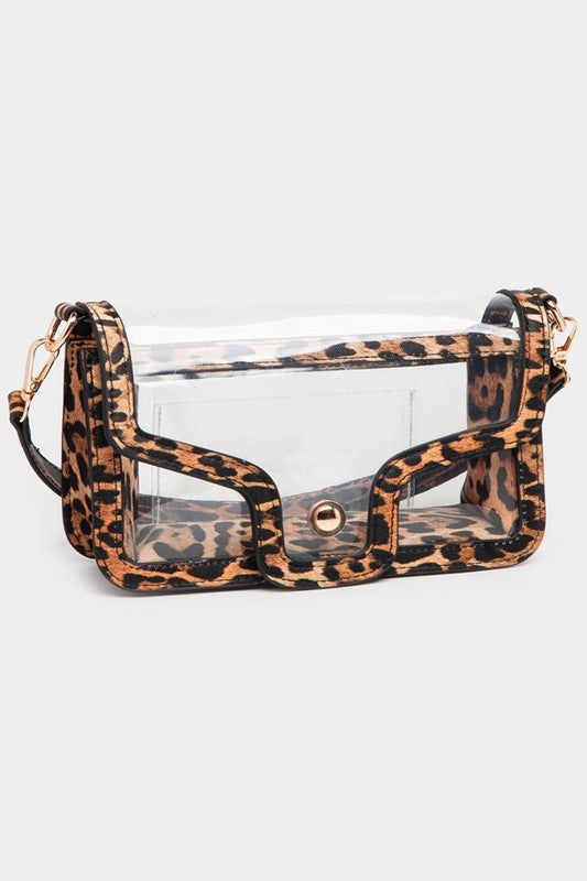 SASSY CLEAR PURSE, Leopard or Red
