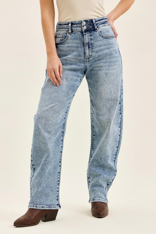 washed denim pants