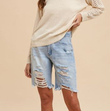 FRAY DENIM SHORTS 6188