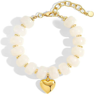 Resin Bead Bracelet Heart Charm Adjustable Wrist Jewelry: Color_01 / M