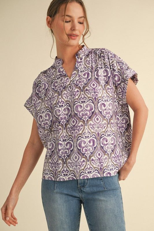 LAVENDER PRINT TOP 14281