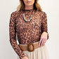 MESH LEOPARD TOP in BROWN