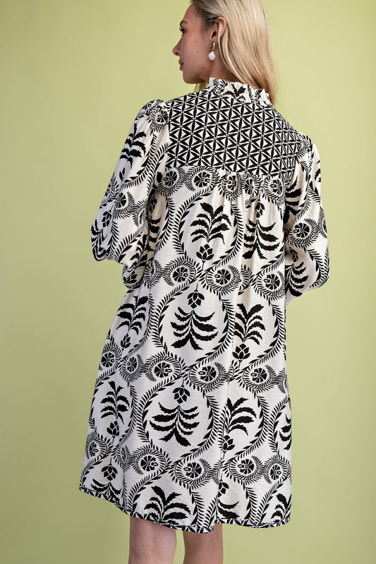 BLACK PRINT DRESS 1468