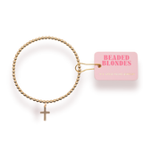 Cross Gold Charm Bracelet: Standard 6.75 inch