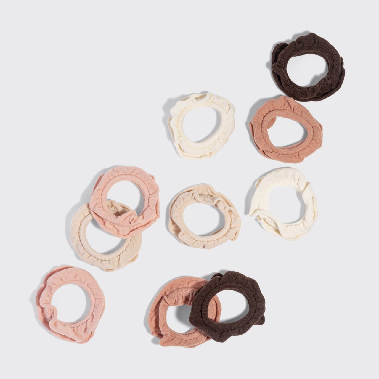 Fabric Petal Hair Elastics 10pc - Blush