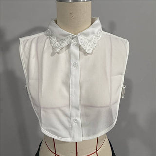 Diamond Studded Detachable Shirt Collar: Red / One_size