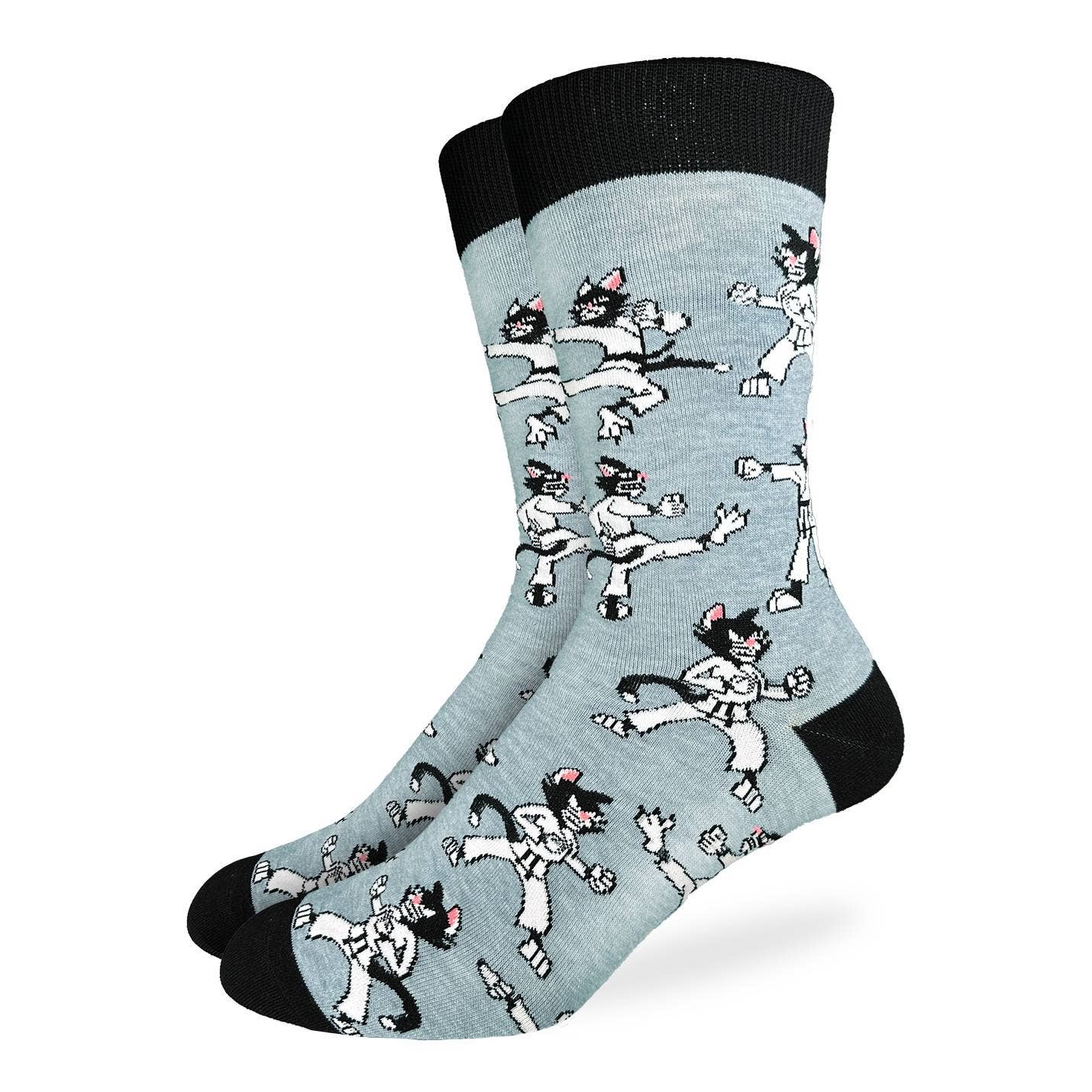 Men's Karate Cats Socks: Shoe Size 7-12
