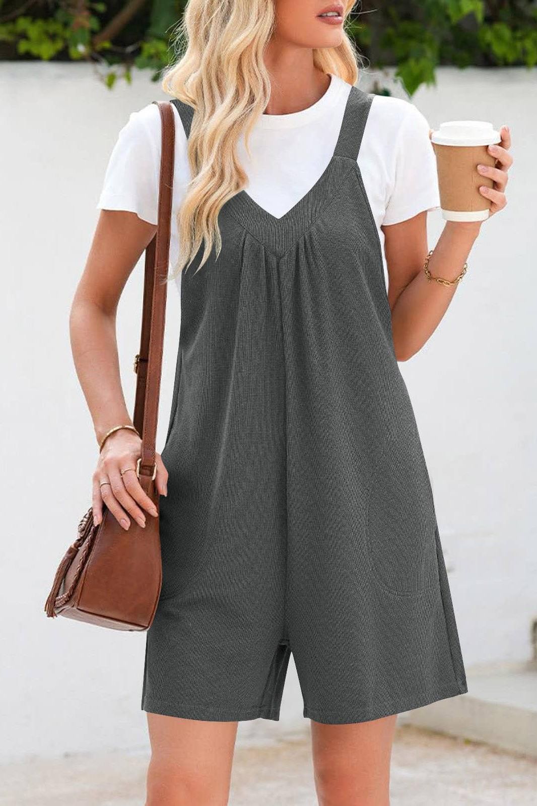 V-neck romper in Black 4523