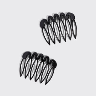 Recycled Plastic French Hair Combs 2pc Set - Black