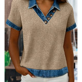 tan sweater and denim top 