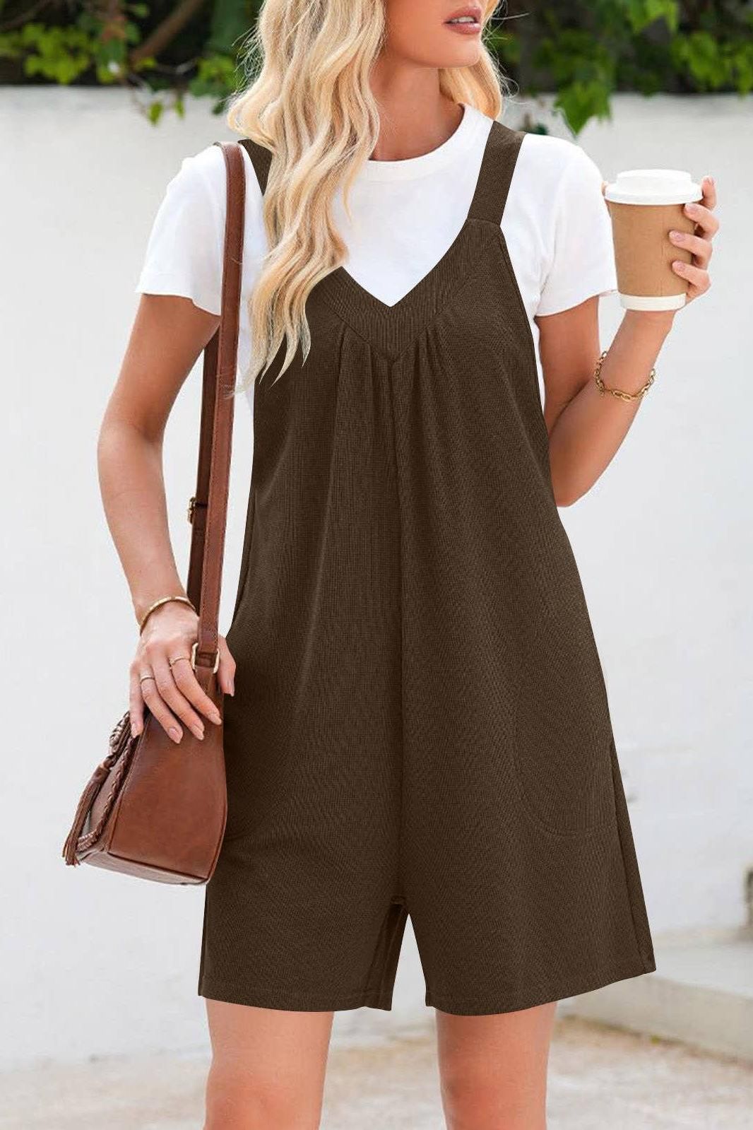 V-neck romper in Black 4523