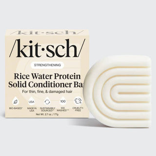 Kit-sch Rice Water Protein Solid Conditioner Bar packaging and bar on a light gray background