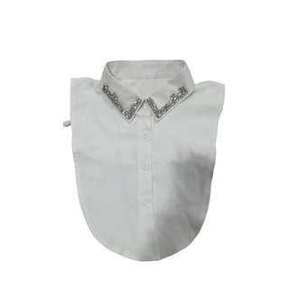 Diamond Studded Detachable Shirt Collar: Black / One Size