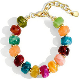 Resin Bead Bracelet Heart Charm Adjustable Wrist Jewelry: Color_01 / M