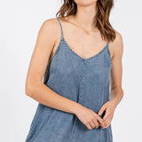 DENIM SLOUCHY FITTED JUMPSUIT - VJ3103A: MED WASH / S