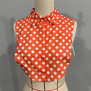 Diamond Studded Detachable Shirt Collar: LEOPARD / One_size