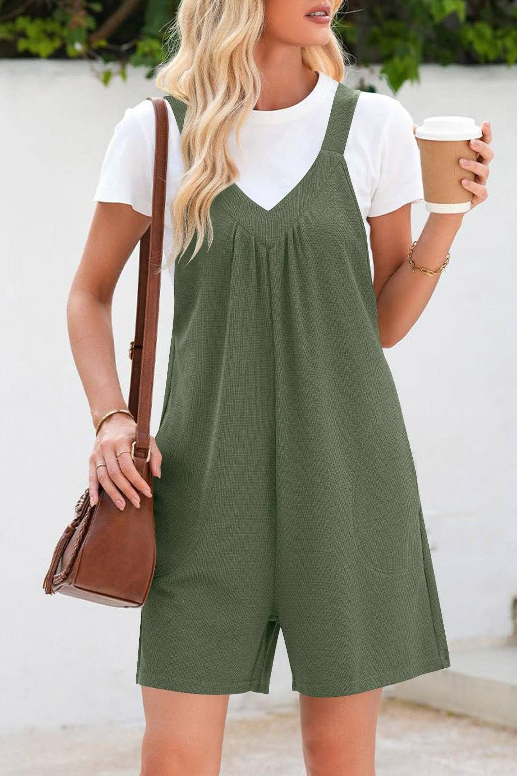 V-neck romper in Black 4523