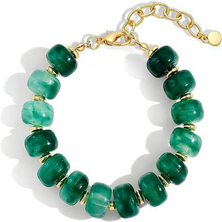 Resin Bead Bracelet Heart Charm Adjustable Wrist Jewelry: Color_01 / M