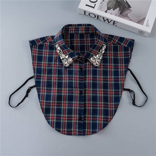 Diamond Studded Detachable Shirt Collar: LEOPARD / One_size
