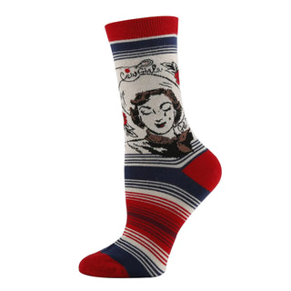 Sock with vintage-style design on a white background