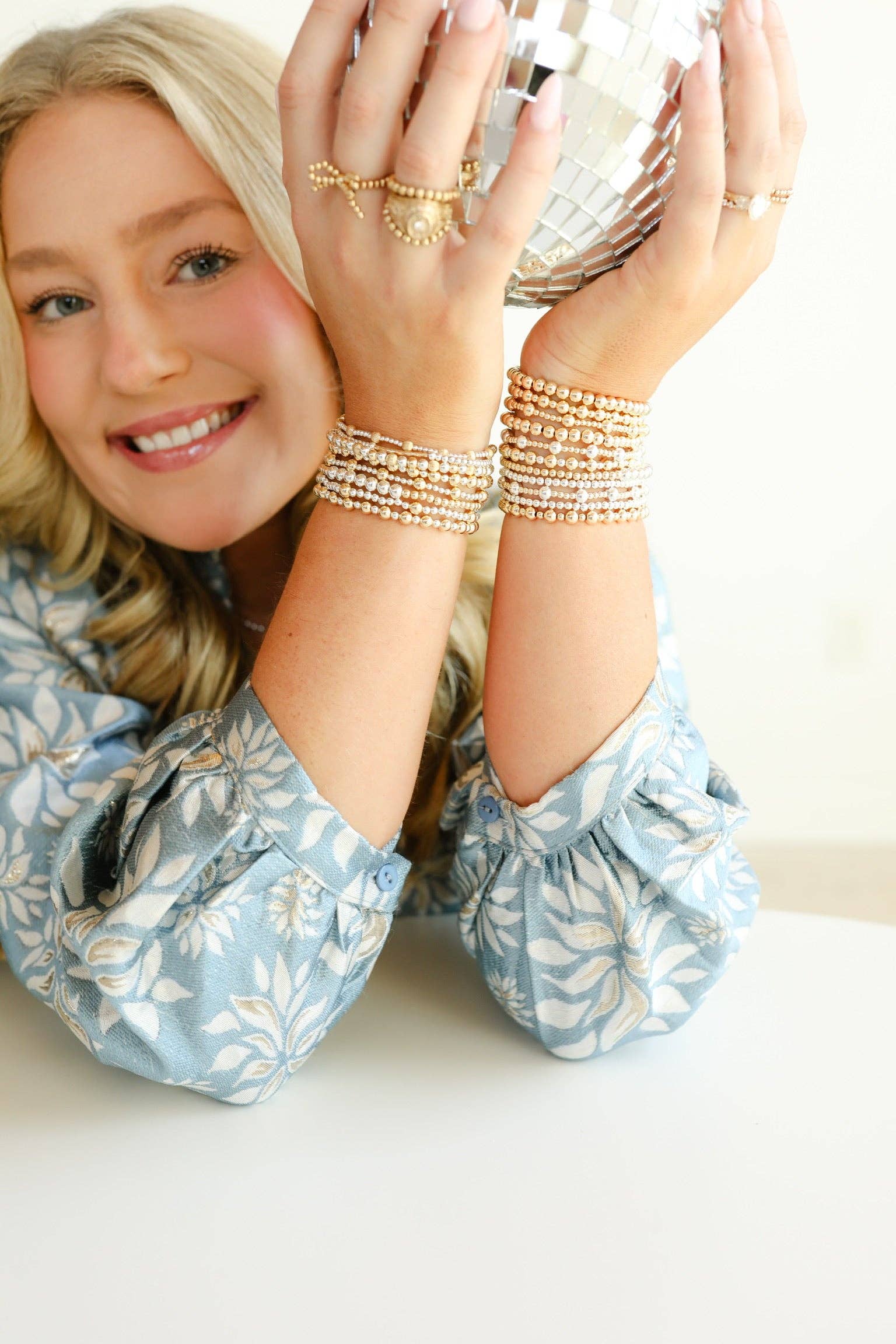 Haven Mixed Metal Fluted Bracelet: Standard 6.75 inch