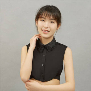 Diamond Studded Detachable Shirt Collar: Red / One_size