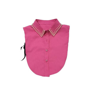 Diamond Studded Detachable Shirt Collar: Red3 / One Size