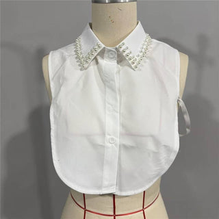 Diamond Studded Detachable Shirt Collar: Red / One_size