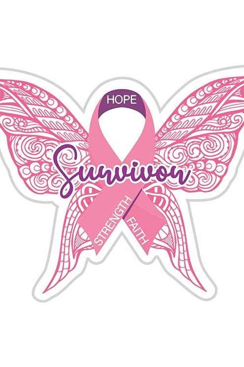 Butterfly Breast Cancer Survivor Sticker:(3.75" W x 2.5" H)