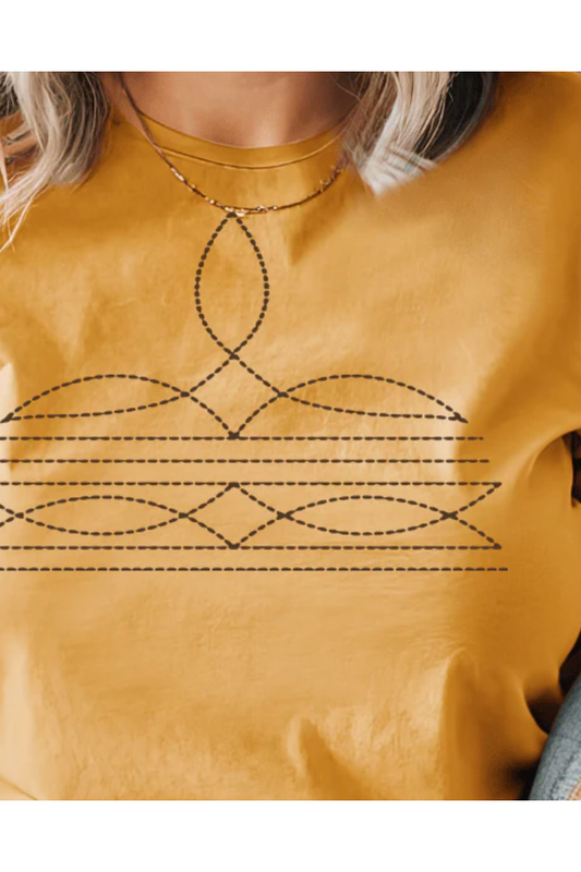 X Western Boot Stitch Tee/Sweatshirt -Multiple Color Options: Large / White Tee
