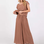 PANT suit in Amber Brown color