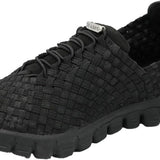Black woven sneaker on a white background