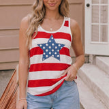 4th of July Star Stripe Tank Top: RED / M