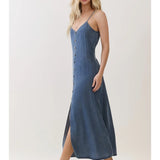 Long denim dress with buttons down the front