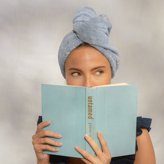Microfiber Hair Towel with Bow - Blue