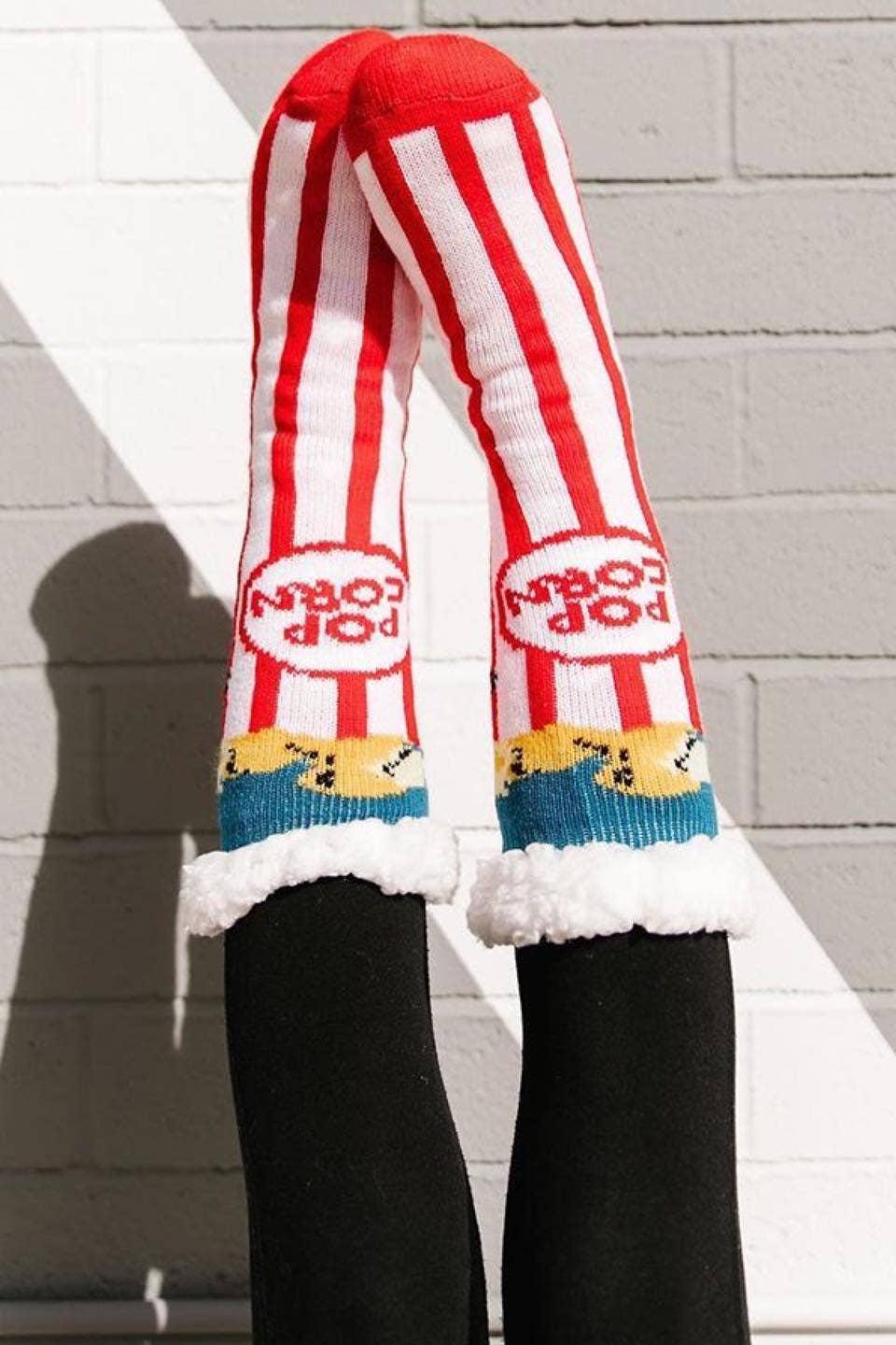 Box O' Popcorn | Women's Fuzzy Gripper Slipper Socks 9914