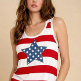 4th of July Star Stripe Tank Top: RED / M